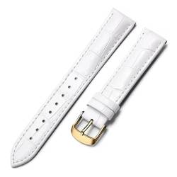 PAKMEZ Leder Uhrengurt 18-22mm Leder Ersatzwachenbänder Armband, Weißes Gold, 16mm von PAKMEZ