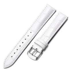 PAKMEZ Leder Uhrengurt 18-22mm Leder Ersatzwachenbänder Armband, Weißsilber, 16mm von PAKMEZ