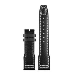 PAKMEZ Leder Uhrengurt 20/21mm Ersatz Uhrenbänder Armband, Schwarzweiß ohne Verschluss, 21mm von PAKMEZ