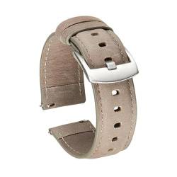 PAKMEZ Leder Uhrengurt 20/22mm Ersatzarmband für Männer und Frauen, Grau Silber, 20mm von PAKMEZ