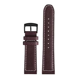 PAKMEZ Leder Watchband 22mm Ersatzuhrgurt für Männer und Frauen, Braunes weißes Schwarz, 22mm von PAKMEZ