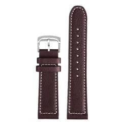 PAKMEZ Leder Watchband 22mm Ersatzuhrgurt für Männer und Frauen, Braunes weißes Silber, 22mm von PAKMEZ