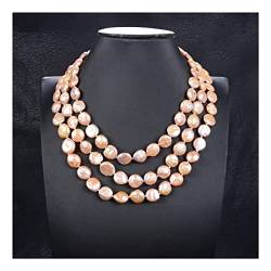 PAKMEZ Schmucksachen 17-20inch Qualität 3 Stränge 12MM natürliche rosa Münzen-Perlen-Halsketten-Frauen-Dame Jewelry erfüllen von PAKMEZ
