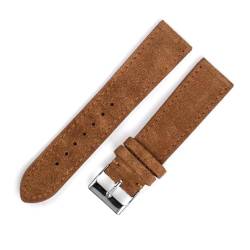 PAKMEZ Wildleder-Leder-Uhrengurt 18-22mm Ersatzband für Männer und Frauen, Braun, 20mm von PAKMEZ