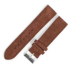 PAKMEZ Wildleder-Leder-Uhrengurt 18-22mm Ersatzband für Männer und Frauen, Dunkelbraun, 18mm von PAKMEZ
