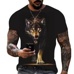 Herren Wolf T-Shirt 3D Wolf Drucken Sommer Kurzen Ärmeln Tee Bluse (wolf2,XL) von PALANK