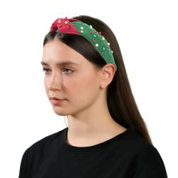 Kristall geknotetes Stirnband | Rotes Haarband | Eleganter modischer grüner, mit Juwelen verzierter Weihnachtsstirnband-Haarschmuck für Mädchen Palank von PALANK