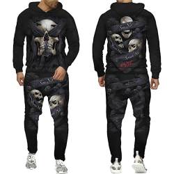 PALANK Herren Skull Trainingsanzug Sportanzug 3D Sportswear Jogging Anzug Hoodie und Hose (A4,2XL) von PALANK