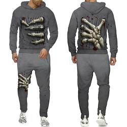 PALANK Herren Skull Trainingsanzug Sportanzug 3D Sportswear Jogging Anzug Hoodie und Hose (A5,L) von PALANK