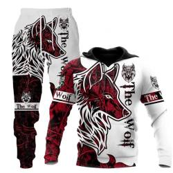 PALANK Wolf Herren 3D Wolf Jogginganzug Männer Hoodie Sets Männer Hoodies+Sweatpant Anzug Herren Pullover Sweatshirts und hose (wolf1,XL) von PALANK