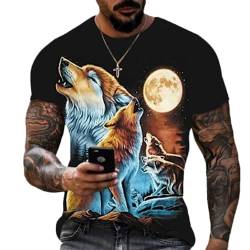 Wolf T-Shirt Herren 3D Drucken Sommer Lustiges Grafik Kurzen Ärmeln (wolf1,5XL) von PALANK