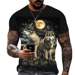 Wolf T-Shirt Herren 3D Drucken Sommer Lustiges Grafik Kurzen Ärmeln (wolf4,4XL) von PALANK