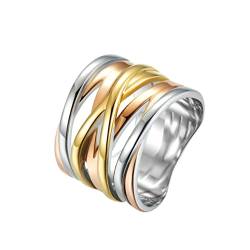 PAMTIER Damen Edelstahl Crossover Geflochten Statement Ring Breit Ehering Cocktail Schmuck Mix Größe 60 von PAMTIER