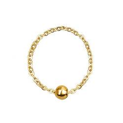 PAMTIER Damen Edelstahl Goldgefüllt Zierlicher Perlenring Schmale Kette Pinky Ehering Einer Größe 65 von PAMTIER
