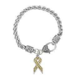 PAMTIER Damen Edelstahlarmband Childhood Cancer Awareness Ribbon mit Cubic Zirconia Charm Karabinerverschluss Armband von PAMTIER