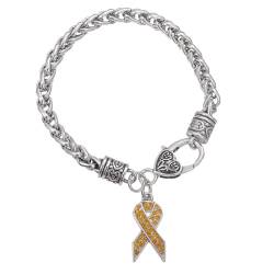 PAMTIER Damen Edelstahlarmband Leukämie Krebs Awareness Band mit Cubic Zirkonia Charme Karabinerverschluss Armband von PAMTIER