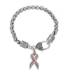 PAMTIER Damen Edelstahlarmband Suicide Prevention Awareness Ribbon mit Cubic Zirconia Charm Karabinerverschluss Armband von PAMTIER