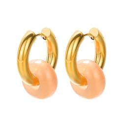 PAMTIER Edelstahl Gold plattiert Huggie Hoop Ohrringe für Frauen bunten Schmuck Orange von PAMTIER