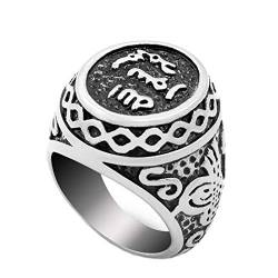 PAMTIER Edelstahl Jahrgang Unterzeichnen Muslim Islamisch Arabisch Shahada Ring Silber Größe 57 (18.1) von PAMTIER