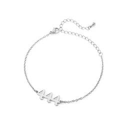 PAMTIER Engel Zahl 444 Armband Damen Edelstahl Verstellbare Kette Zierlich Einfacher Numerologie Schmuck Silber von PAMTIER