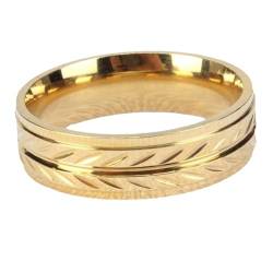 PAMTIER Frauen Edelstahl Ring 6mm Weizen von Muster Hochzeit Verlobungsringe Schmuck Geschenke Gold 52 (16.6) von PAMTIER