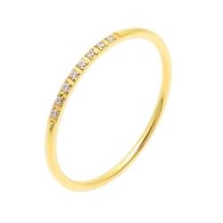 PAMTIER Frauen Edelstahl Ring Hälfte kubischer Zirkon Ewigkeit stapelbar Verlobungsringe Ehering 1mm Gold 52 (16.6) von PAMTIER