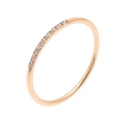 PAMTIER Frauen Edelstahl Ring Hälfte kubischer Zirkon Ewigkeit stapelbar Verlobungsringe Ehering 1mm Roségold 52 (16.6) von PAMTIER