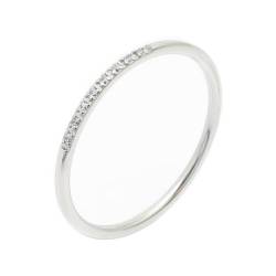 PAMTIER Frauen Edelstahl Ring Hälfte kubischer Zirkon Ewigkeit stapelbar Verlobungsringe Ehering 1mm Silber 52 (16.6) von PAMTIER