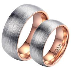 PAMTIER Herren Ehering aus Wolframcarbid Roségold 8mm Größe 60 (19.1) von PAMTIER