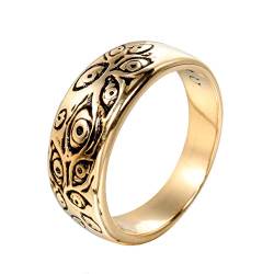 PAMTIER Herren Vintage Edelstahl Gold Ring Gravierter Eye of God Ring Silberfarben Größe 68 (21.6) von PAMTIER