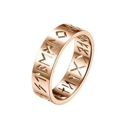 PAMTIER Herren Wikinger Runen Ring aus Edelstahl Ausgehöhlter Ehering Zur Verlobung Roségold Größe 54 von PAMTIER