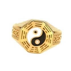 PAMTIER Herrenring aus Edelstahl Tai Chi Yin Yang Balance Ring Taoismus Zen Geist Talisman Signet Band Gold 68 (21.6) von PAMTIER