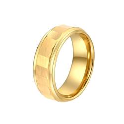 PAMTIER MäNner Wolframkarbid Ring 8mm GebüRstet Poliert Zwei Gerillten Zentrum GehäMmert Design Hochzeit Bands Gold 60 (19.1) von PAMTIER