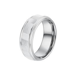 PAMTIER MäNner Wolframkarbid Ring 8mm GebüRstet Poliert Zwei Gerillten Zentrum GehäMmert Design Hochzeit Bands Silber 57 (18.1) von PAMTIER