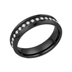 PAMTIER Männer Edelstahl Ring 6mm Poliert Finish Geschnitten Cubic Zirkonia Steine Eternity Bands Verlobungsring Schwarz 57 (18.1) von PAMTIER