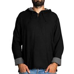 PANASIAM Hooded Shirt H01, Cotton, Black, XXL, Longsleeve von PANASIAM