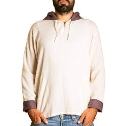 PANASIAM Hooded Shirt H01, Cotton, Natural-White, M, Longsleeve von PANASIAM