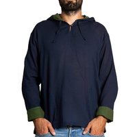 PANASIAM Kapuzenhemd Herren Hoodie mit Kapuze zweifarbig Fischerhemd aus 100% Baumwolle Kapuzenshirt mit Taschen bis Gr. XXL Fisherman Shirt Langarmhemd von PANASIAM