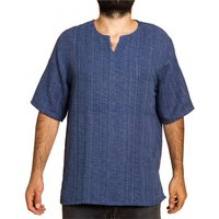 PANASIAM Kurzarmhemd Farmerhemd grob gewebtes Herrenhemd aus hochwertiger Baumwolle Langarmhemd lockere Passform legeres Fischerhemd von PANASIAM