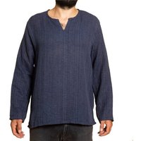 PANASIAM Kurzarmhemd Farmerhemd grob gewebtes Herrenhemd aus hochwertiger Baumwolle Langarmhemd lockere Passform legeres Fischerhemd von PANASIAM