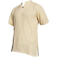 PANASIAM Kurzarmhemd Fischerhemd Ben aus hochwertiger Baumwolle mit Holzknopf Herren Bequemes Freizeithemd Fisherman Shirt von PANASIAM