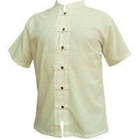 PANASIAM Kurzarmhemd Fischerhemd aus hochwertiger Baumwolle mit Holzknopfleiste Herren Bequemes Freizeithemd Fisherman Shirt auch als Langarmhemd von PANASIAM