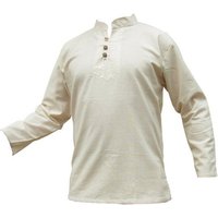 PANASIAM Kurzarmhemd Natur Hemden aus unbehandelter Baumwolle schlichtes Fischerhemd mit Holzknöpfen ungefärbtes Freizeithemd auch als Langarmhemd von PANASIAM