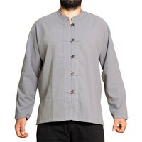 PANASIAM Langarmhemd Fischerhemd Ben mit 5 Holzknöpfen 100 % Baumwolle angenehm weiches Freizeithemd Fisherman Shirt von PANASIAM