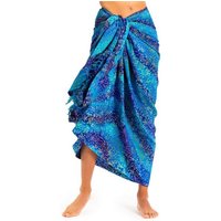 PANASIAM Pareo Sarong Wachsbatik Blautöne aus hochwertiger Viskose Strandtuch, Strandkleid Bikini Cover-up Tuch für den Strand Schultertuch Halstuch von PANASIAM