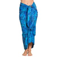 PANASIAM Pareo Sarong Wachsbatik Blautöne aus hochwertiger Viskose Strandtuch, Strandkleid Bikini Cover-up Tuch für den Strand Schultertuch Halstuch von PANASIAM