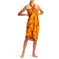 PANASIAM Pareo Sarong Wachsbatik Orangetöne aus hochwertiger Viskose Strandtuch, Strandkleid Bikini Cover-up Tuch für den Strand Schultertuch Halstuch von PANASIAM