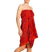 PANASIAM Pareo Sarong Wachsbatik Orangetöne aus hochwertiger Viskose Strandtuch, Strandkleid Bikini Cover-up Tuch für den Strand Schultertuch Halstuch von PANASIAM