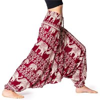 PANASIAM Relaxhose Aladinhose Chang Haremshose aus 100% natürlicher Viskose Pumphose auch als Overall tragbar Damen bequeme Freizeithose Pluderhose von PANASIAM