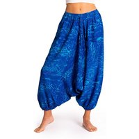 PANASIAM Relaxhose Aladinhose Wachsbatik Haremshose aus 100% natürlicher Viskose farbenfrohe Freizeithose bequeme Sommerhose Pumphose Pluderhose von PANASIAM